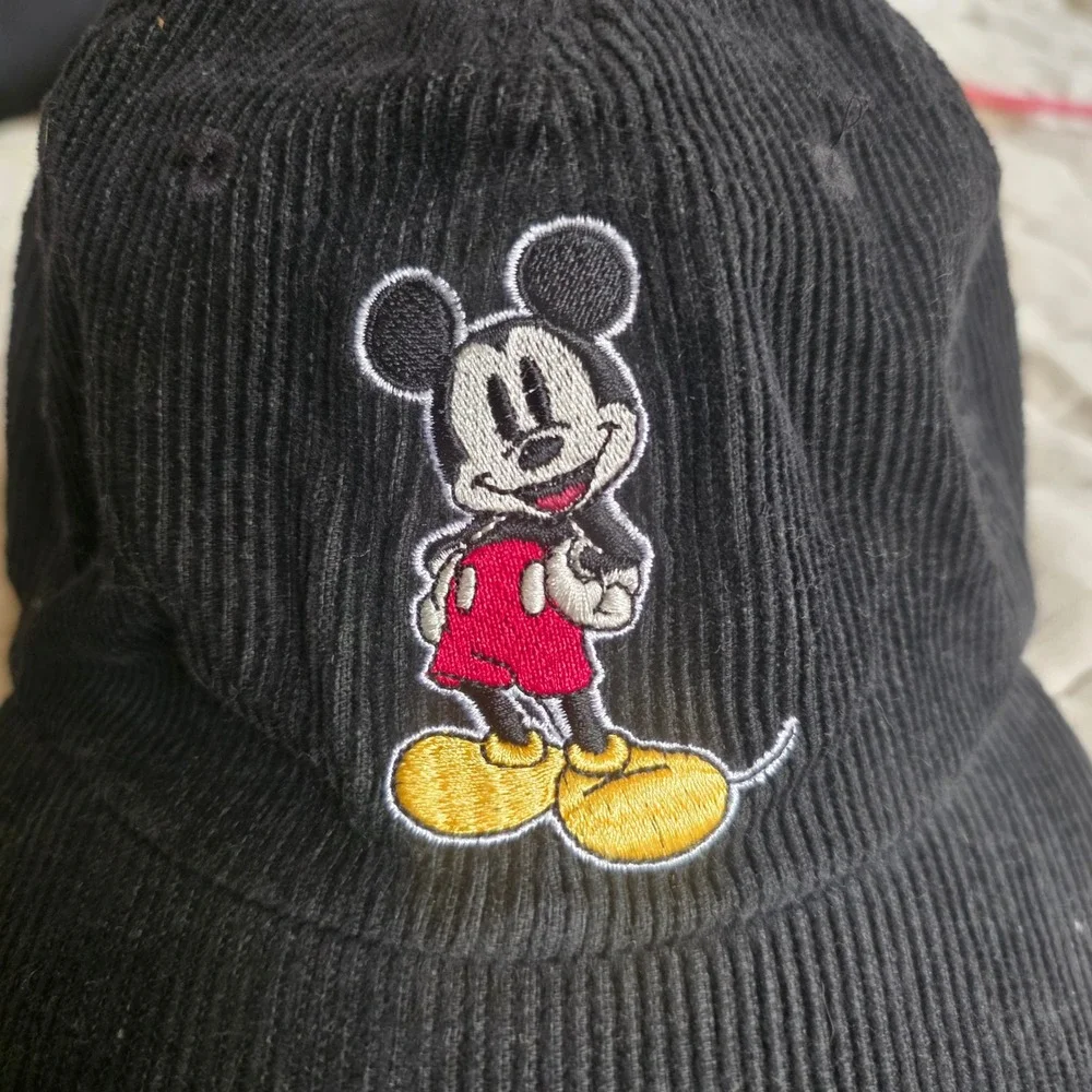 Disney Store Baseball Cap Unisex OS Black Patch Mickey Mouse Corduroy Hat